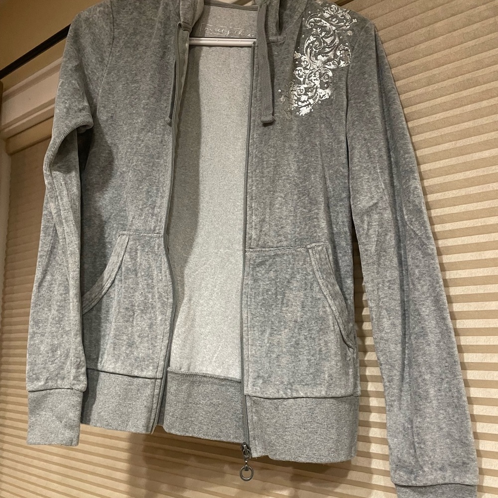 Maurice gray velvet zip up